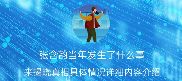 张含韵当年发生了什么事 来揭晓真相具体情况详细内容介绍